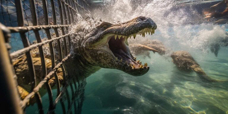 Înotul în cușcă cu crocodili "Cage Of Death" și intrarea în Crocosaurus Cove